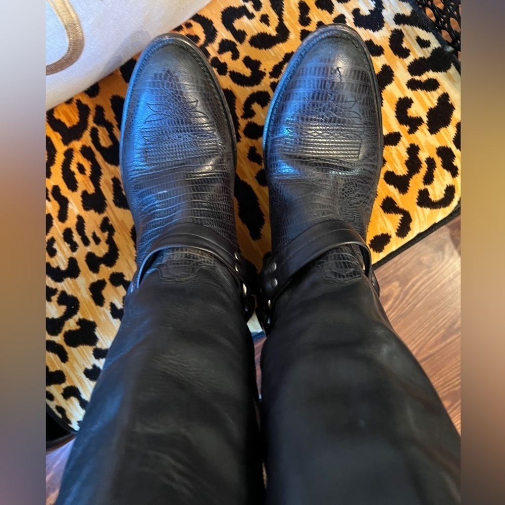 GOLDEN GOOSE Black Leather Boots Motorcycle Cowboy Boots Made in Italy - Picture 10 of 14